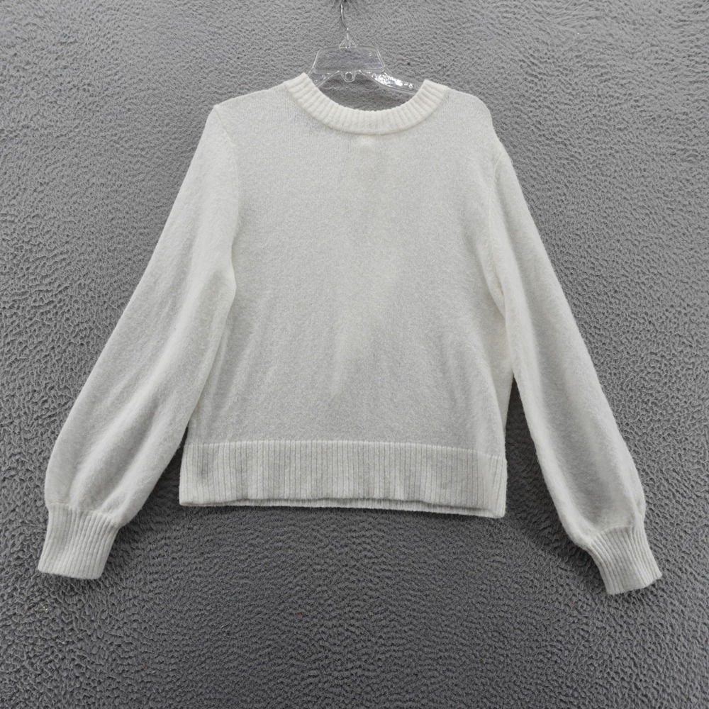 French Connection‎ Womens Small Ivory Fuzzy Balloon Sleeve Sweater NEW